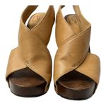 Diane Von Furstenberg  Shoes Women 6‎ Tan Leather Open Toe Slingback Wood Heels Photo 4