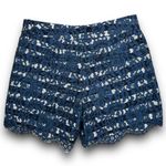 Anthropologie Anthro Cartonnier Lace Overlay Dressy Casual Shorts Striped Lining Navy Blue 2 Photo 6