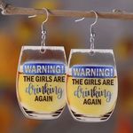 New! The Girls Are Drinking Again Acrylic Earrings Photo 0