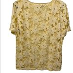 N Touch Hippie Fairy Boho Pastel Yellow Floral Print Mesh Short Sleeve Lined Top Photo 1