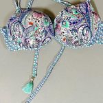 Victoria's Secret Victoria’s Secret Swim Floral Boho Paisley Molded Push-Up Beach Bikini Top Bathing Suit Size 36C 🤍🩵✨ Photo 1
