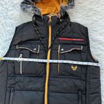 Malaky Unisex Zip up fur hoodie Vest in black size Medium Photo 3