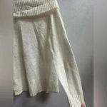 Ann Taylor Y2K  Loft Wool Blend Beaded Cowl Sweater | Cream & Silver | Size L Photo 12