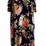 Rafaella Dress Blue Pink Yellow Floral Cold Shoulder Short Sleeve Dress Large Photo 0