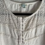 Sundance  White Crochet Lace Henley Top Size M Cotton Cottagecore Photo 2