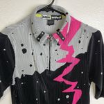 Jamie Sadock Womens Sleeveless Golf Top Small Shirt Multi Plisse Pleated 1/4 Zip Black Photo 2