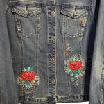 Diane Gilman DG2  Blue Denim Floral Embroidered Jean Jacket Size XL Photo 3