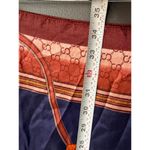 Navy with Green and Red Silk Scarf with Chain and Tassel Print Blue Photo 3