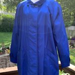 VTG 80s Forecaster Boston Full Length Trench Coat Jacket Size 13/14 Royal Blue Photo 1