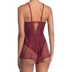 DKNY  Mixed Cases Lace & Mesh Romper Crimson Womens Large Teddy Lingerie Photo 8