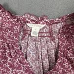 Caslon Nordstrom Top S Purple Floral Print Ruffle Neck Long Sleeve Blouse V Neck Photo 2