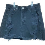 American Eagle  Black High Rise Buttom Up Distressed Mini Skirt Size‎ 12 Photo 0