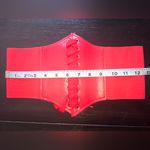 Court Style Wide Girdle‎ Red Fashion Elastic Faux Leather Skinny Elastic Belt Photo 8