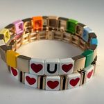 NWOT Roxanne assoulin set of two love heart bracelets Photo 0