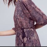 Anthropologie 𝅺Anthro Floreat New Zharah Pink Python Snake Print Boho Tie Side Dress Small Photo 1