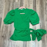 Jealous Tomato  boutique Mini Puff Sleeve Wrap Top green size Medium Photo 1