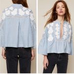 Free People  Liya Embroidered Striped Blouse Top Photo 1
