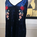 THML  Stitch Fix Karrah Blue Velvet Embroidered Top M Photo 0