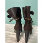 Italina  Brown Suede Ankle Boots Gold Zipper‎ and Buckle Size 7.5M Photo 2