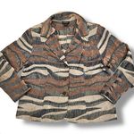 Lane Bryant Vintage  Blazer Zebra Striped Tapestry Jacket Size 22/24 Earth Tones Photo 0