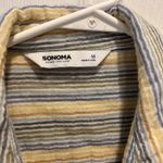 Sonoma ‎ Goods For Life Oversized Button Up Shirt Yellow Striped Gauze Medium Photo 3