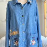 CJ Banks Vintage 90s Cotton Denim Embroidered Noah’s Ark Size 20W Photo 0