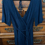 Mi Ami 100% Rayon Navy Blue Romper Size M Photo 0