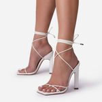 EGO White Lace Up Heels Photo 0