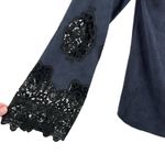 Alberto Makali  Peasant Blouse Small Lace Detail Sleeve‎ Black Photo 2