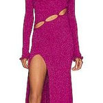 For Love & Lemons  Hot Pink Long Sleeve Cut Out Midi‎ Baddie Sparkle Dress XS Photo 0