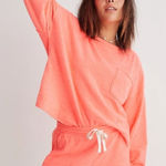 Aerie  Endless Summer Relaxed Fit Crew Sweatshirt Small Neon Pink Oversized Photo 0