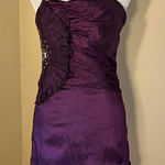 Nox Anabel Purple Pleated Rhinestone Sequin Beaded Strapless Party Mini Dress XS Purple Photo 0