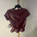 French Pastry  Maroon Faux Leather Ruched Crop Top Women’s Small NWT Photo 2