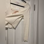 NWT Willow & Wind Size M Cream Long Sleeve Ribbed Knit Top Pink Satin Bow Detail Size M Photo 1