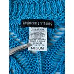 VTG Y2K American Attitudes sweater sz Med cropped flare sleeve crochet wrap blue Photo 10