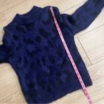 Kate Spade  Blue Leopard Suri Alpaca Wool Eyelash Sweater Size XS Photo 4