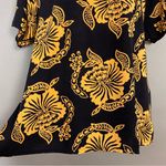 Tropical Blouse Square Neckline Floral Short Sleeves Tie Back Women Black Size L Photo 3
