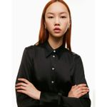 Babaton Aritzia  Industry Satin Shirt Black Size XS Long Sleeve Button Up Blouse Photo 1
