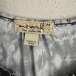 One World Black White Print V-Neck Bedazzled Lace Shift Dress Womens M Y2K Photo 2