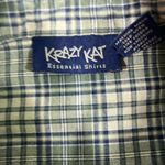 Krazy Kat  FLANNEL BUTTON UP SHIRT 100% COTTON POCKETS WOMEN SZ S GREEN PREOWNED Photo 3