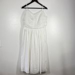 ON 34th Rushed Corset Midi Dress 100% Cotton Small Sleeveless White Coastal‎ Photo 1