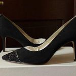Karen Millen Black Suede Heels with Glitter Toe Cap Size 39~Size 8 NWT Brand New Photo 0