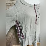 POL  Anthropologie Plaid L Gray  Wash Short Sleeve Thermal Tunic Top Shirt peplum Photo 1