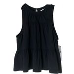 Treasure & Bond  Black Sleeveless Tiered Peplum Smocked Boho Round Neck Top Photo 1