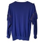 Vintage 80s Purple Fringe Western Southwestern Shoulder Pads Sweater Medium Photo 1