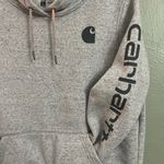 Carhartt Relaxed Fit Heathered Gray Spell Out Work Casual Hoodie Womens LG 12/14 Photo 1