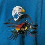 Vintage 90s Arizona Graphic Tee Cowboy Eagle Native Southwestern Style XXL USA Blue Photo 5
