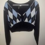 Checkered Sweater Crop Top Blue Size M Photo 0