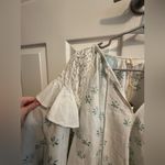 Anthropologie NWT  Embroidered Smocked Linen Top Boho Photo 3