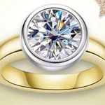 GRA Certified Moissanite 2 Carat Round Solitaire Ring Gold Photo 1